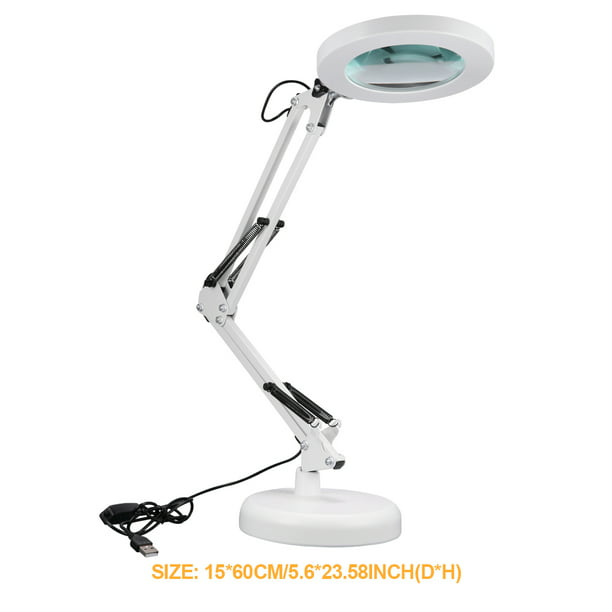 Magnifying LED Desk Lamp with clamp 8X Magnifer Light 3 Color Modes 10 Dimmable Adjustable Swivel Arm 